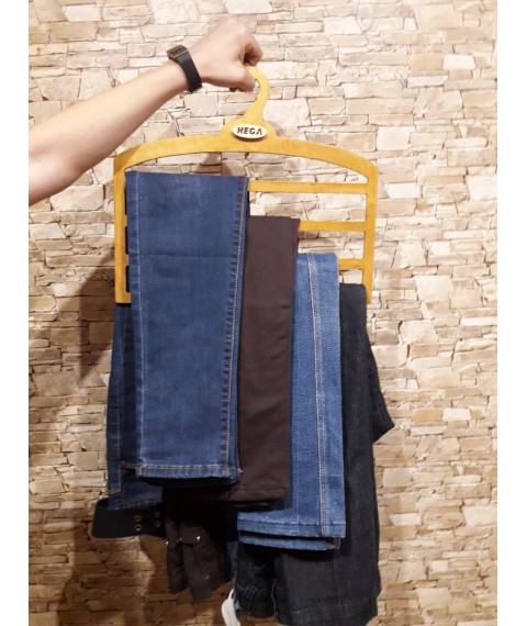 HEGA hanger for pants and skirts, four-level, wooden, strong - SHOULDER