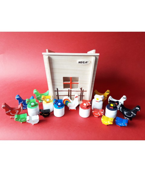 Montessori set Station No. 2 HEGA for counting and sorting Chicken coop