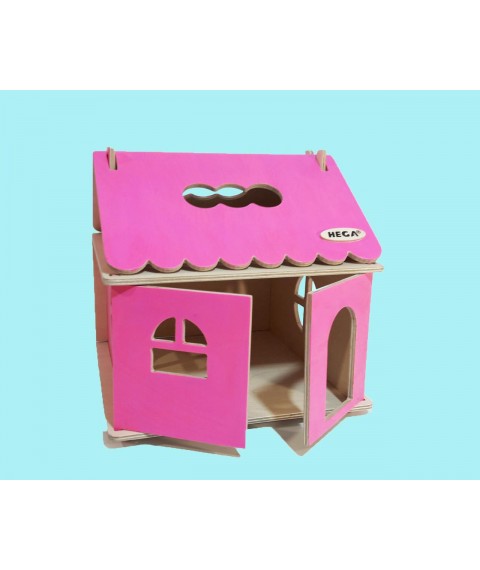 Ляльковий будиночок HEGA ігровий дерев'яна яний 1 поверховий рожевий розбірний для дівчаток
