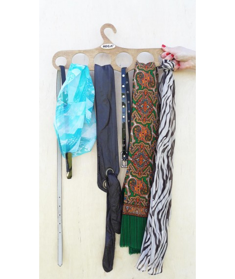 Вішалка HEGA для платків шарфів і верхнього одягу дерев'яна надійна ПЛІЧКА