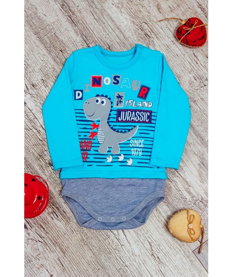 Baby bodysuit with long sleeves Wear Your Own 68 Turquoise (5043-015-33-v15)