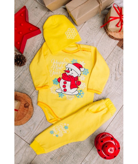 Nursery set for a boy (bodysuit+trousers+hat) Nosy Svoe 68 Yellow (5052-023-33-4-v9)