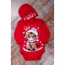 Nursery set for a girl (bodysuit + hat) Wear Your Own 80 Red (5053-023-33-5-v1)