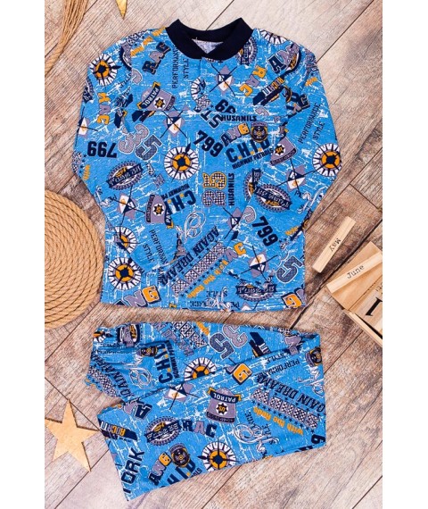 Pajamas for a boy with 2 buttons Wear Your Own 86 Blue (6077-002-4-v38)