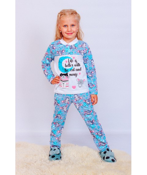Pajamas for girls with 2 buttons Wear Your Own 92 Blue (6077-002-33-5-v45)