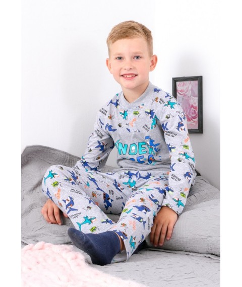 Boys' pajamas with 2 buttons Wear Your Own 128 Gray (6077-002-33-4-v8)
