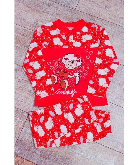 Pajamas for girls with 2 buttons Wear Your Own 134 Red (6077-002-33-5-v1)