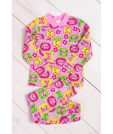 Pajamas for girls with 2 buttons Wear Your Own 98 Pink (6077-002-5-v41)