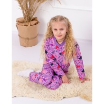 Pajamas for girls with 2 buttons Wear Your Own 98 Purple (6077-002-5-v43)
