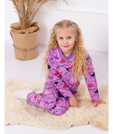 Pajamas for girls with 2 buttons Wear Your Own 98 Purple (6077-002-5-v43)