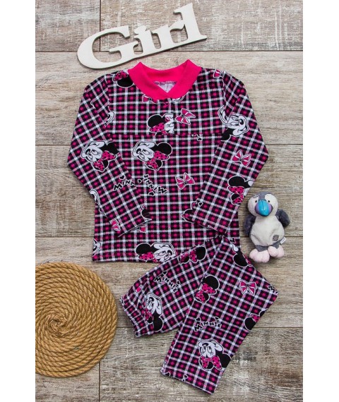 Pajamas for girls with a button Wear Your Own 128 Crimson (6077-024-5-v12)