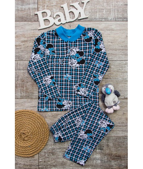 Pajamas for girls with a button Wear Your Own 116 Blue (6077-024-5-v47)