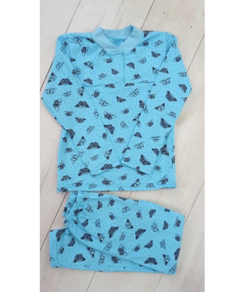 Pajamas for girls with a button Wear Your Own 116 Blue (6077-024-5-v49)