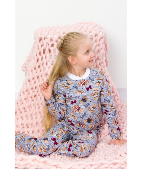 Pajamas for girls with a button Wear Your Own 116 Gray (6077-024-5-v52)
