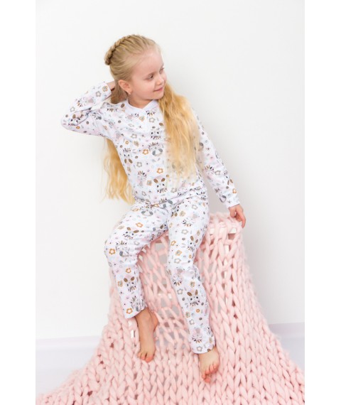 Pajamas for girls with a button Wear Your Own 110 White (6077-024-5-v61)