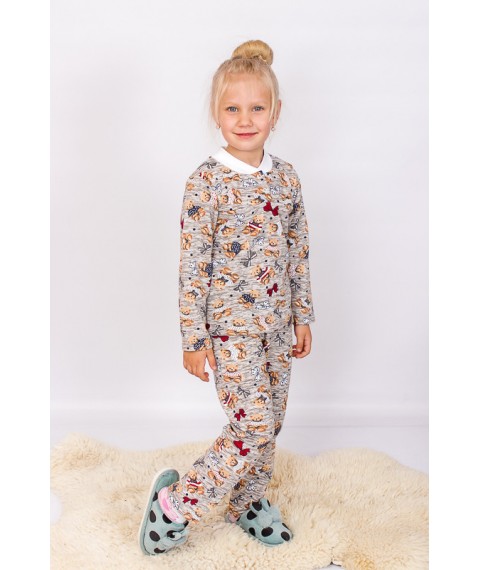 Pajamas for girls with a button Wear Your Own 110 Brown (6077-024-5-v55)