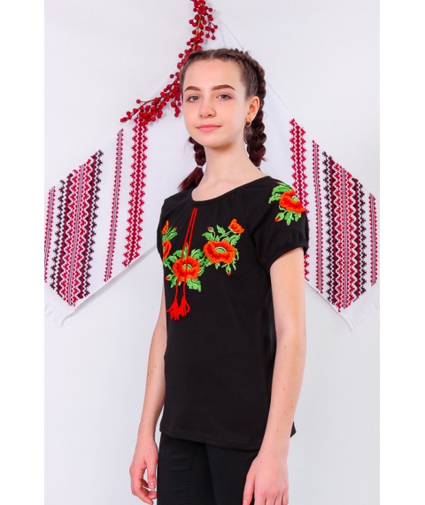 Embroidered short-sleeved shirt for girls Nosy Svoe 122 Black (6111-015-22-v7)