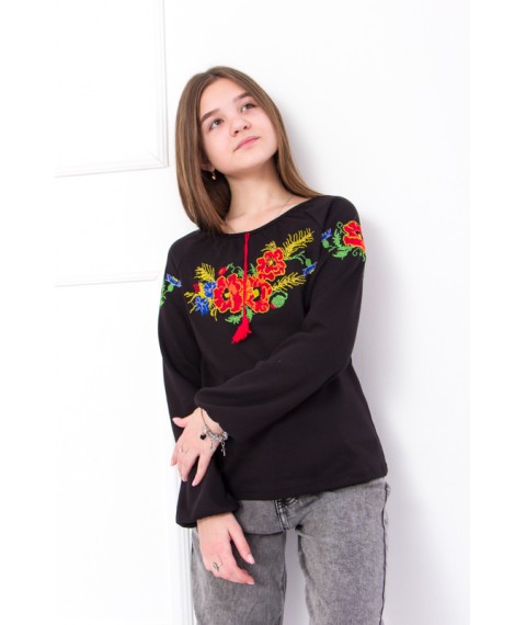 Embroidered long-sleeved shirt for girls Nosy Svoye 134 Black (6112-015-22-v6)