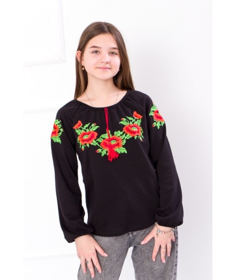 Embroidered long-sleeved shirt for girls Nosy Svoye 134 Black (6112-015-22-v7)