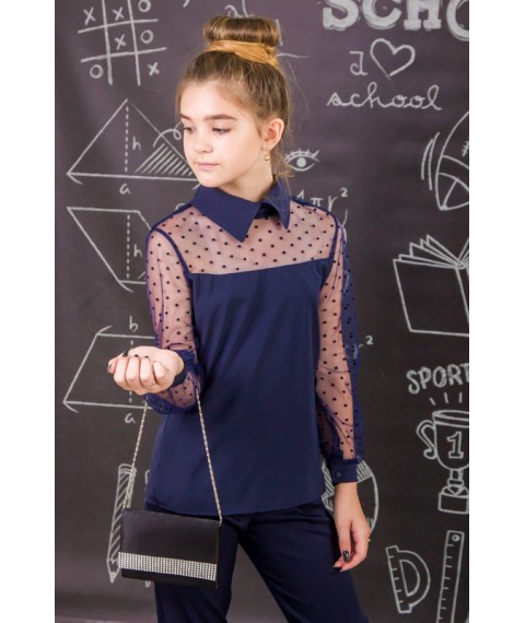 Блуза з мереживними рукавами Носи Своє 122 Синій (6138-066-v11)