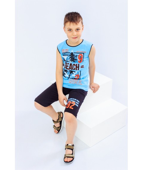 Комплект для хлопчика (афганка+шорти) Носи Своє 128 Блакитний (6185-057-33-v3)