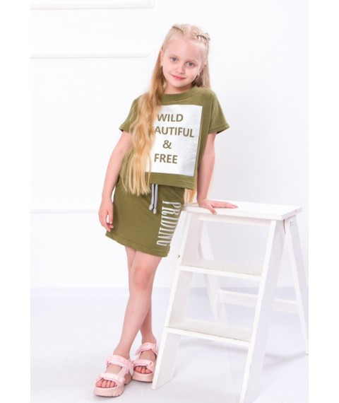 Set for a girl (T-shirt + skirt) Wear Your Own 122 Green (6191-057-33-v1)