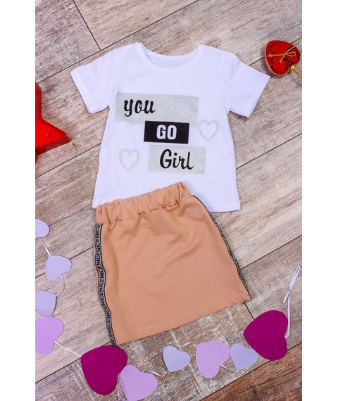 Set for a girl (skirt + T-shirt) Wear Your Own 110 Brown (6193-057-33-v9)