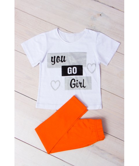 Set for a girl (T-shirt + tights) Wear Your Own 98 Orange (6194-036-33-v96)