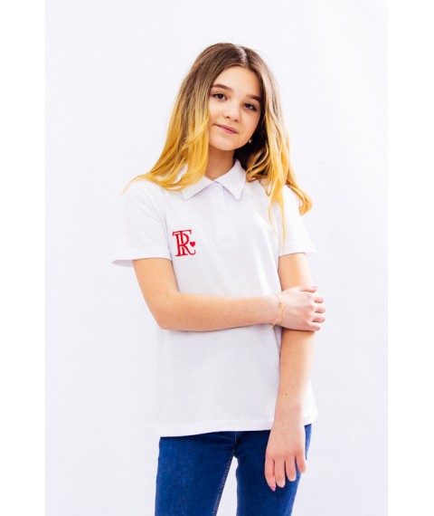 Polo shirt for girls Wear Your Own 152 White (6212-091-22-v5)