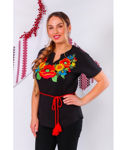 Women's embroidered jacket with a belt Nosy Svoye 46 Black (8029-015-22-v2)