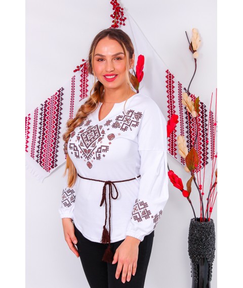 Women's long-sleeved embroidered shirt Nosy Svoe 48 White (8030-038-22-1-v6)