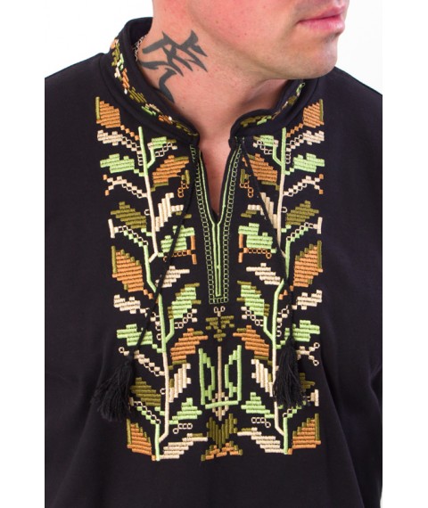 Men's long-sleeved embroidered shirt Nosy Svoe 56 Black (8605-015-22-v12)