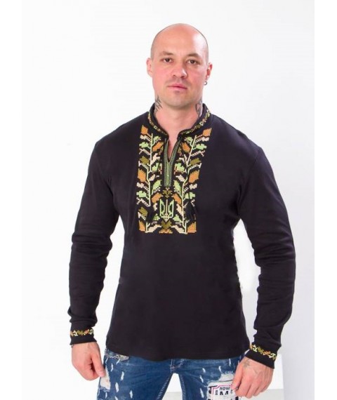 Men's long-sleeved embroidered shirt Nosy Svoe 56 Black (8605-015-22-v12)