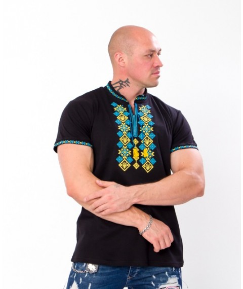 Men's short-sleeved embroidered shirt Nosy Svoe 50 Black (8606-015-22-v5)