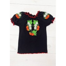 Embroidered shirt for girls (teenagers) with short sleeves Nosy Svoe 38 Black (9784-015-22-v8)