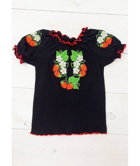 Embroidered shirt for girls (teenagers) with short sleeves Nosy Svoe 38 Black (9784-015-22-v8)