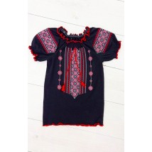 Embroidered shirt for girls (teens) with short sleeves Nosy Svoe 40 Black (9784-015-22-v4)