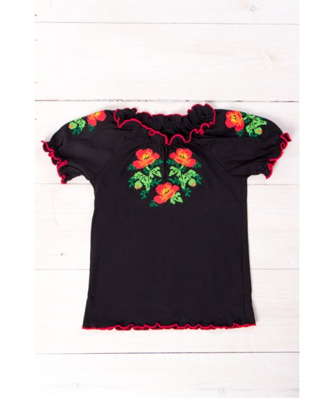 Embroidered shirt for girls (teens) with short sleeves Nosy Svoe 38 Black (9784-015-22-v6)