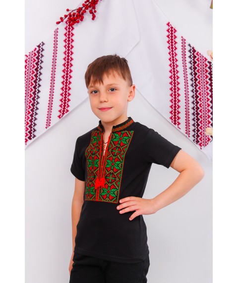 Short-sleeved embroidered shirt for a boy Nosy Svoye 32 Black (9942-015-22-v1)