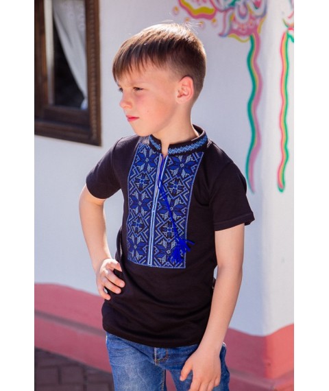Short-sleeved embroidered shirt for a boy Nosy Svoy 34 Black (9942-015-22-v6)