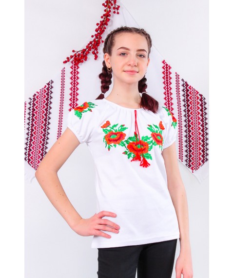Embroidered shirt for girls with short sleeves Nosy Svoe 122 White (6111-038-22-v4)