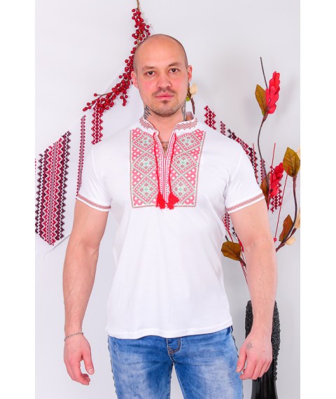 Men's short-sleeved embroidered shirt Nosy Svoe 54 White (8606-038-22-v1)