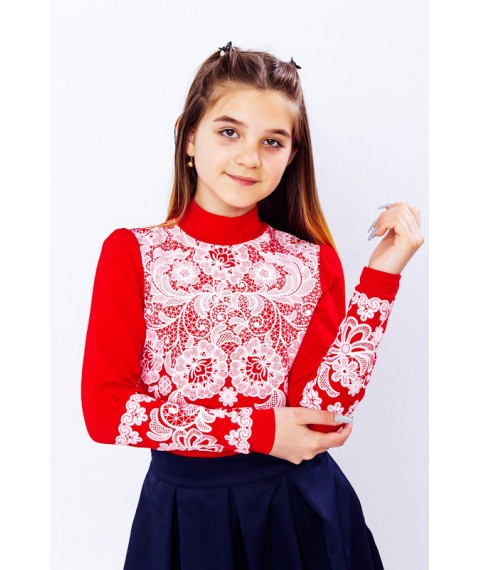 Blouse for girls "Pattern" Wear Your Own 30 Red (9267-036-33-v21)