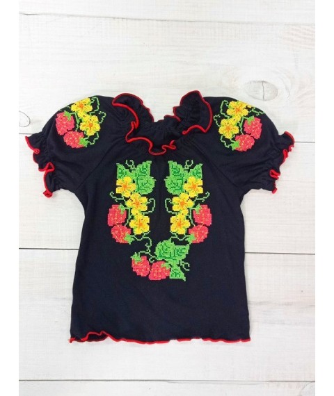 Embroidered short-sleeved shirt for girls Nosy Svoye 28 Black (9722-015-22-v6)