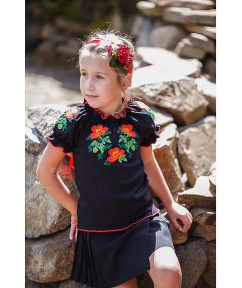 Embroidered short-sleeved shirt for girls Nosy Svoe 26 Black (9722-015-22-v7)