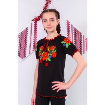 Embroidered shirt for girls (teens) with short sleeves Nosy Svoe 42 Black (9784-015-22-v2)