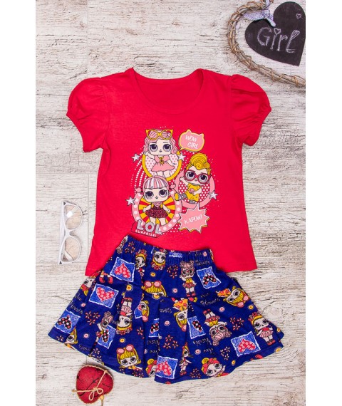 Set for a girl (skirt + T-shirt) Wear Your Own 134 Red (6106-002-33-v6)