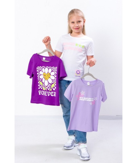 Set of t-shirts for girls (3 pcs.) Wear Your Own 134 Purple (6021-001-33-7-v11)