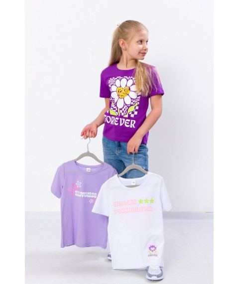 Set of t-shirts for girls (3 pcs.) Wear Your Own 122 Violet (6021-001-33-7-v4)