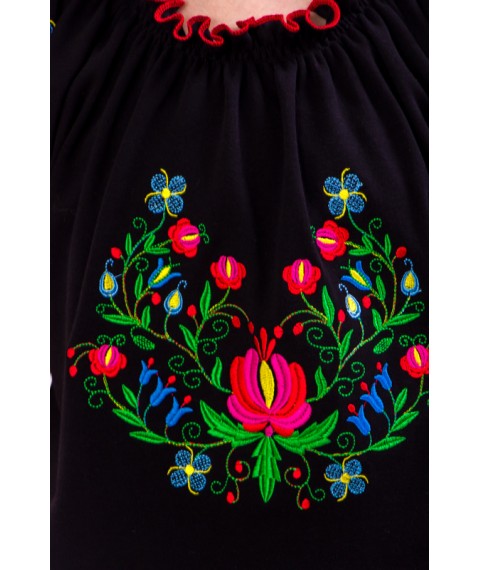 Embroidered shirt for girls (teens) with short sleeves Nosy Svoe 152 Black (6366-015-22-v7)
